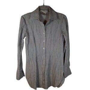 Finley Black & White‎ Textured Mini Check Button Down LS Tunic Size XS